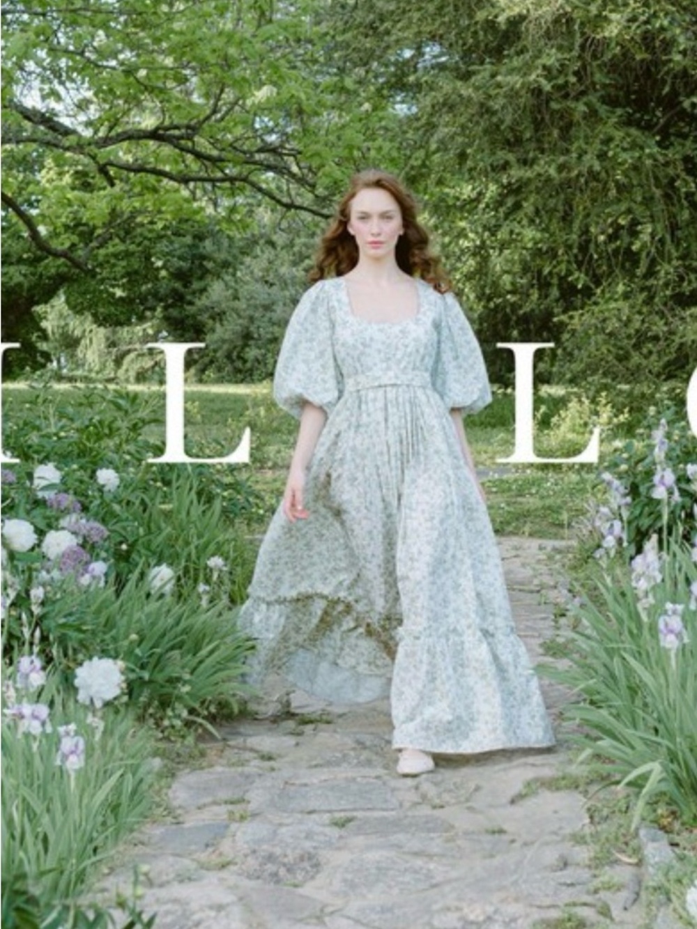 The Georgiana dress by Lillou Regency blue white floral maxi size small